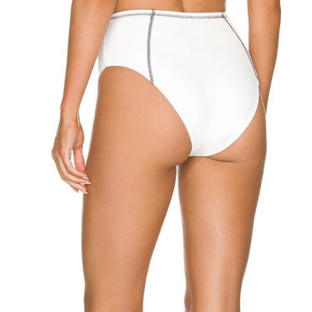 NWT Onia Ella Bikini Bottoms Textured High Rise Crinkle Swimsuit White Large - Picture 7 of 8